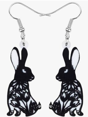 Black & White Rabbit Dangle Earrings - Women Jewelry